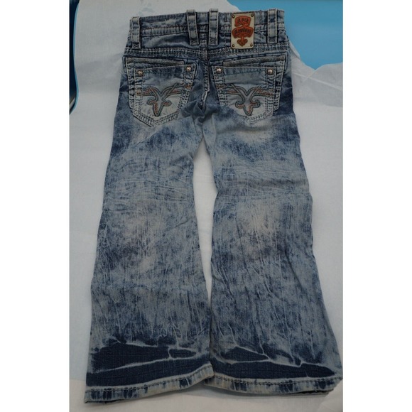 Rock Revival Jeans Mens 31x28 Blue Felix Slim Straight Acid Wash Y2K Distressed - Picture 2 of 8